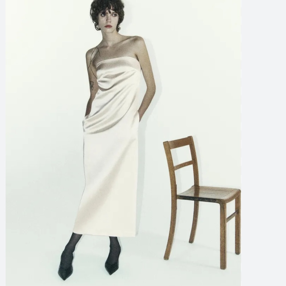ZARA IVORY SATIN DRESS